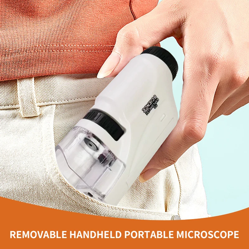 Mini Pocket Microscope Kit 60 To120x Microscópio De Laboratório Portátil Com Luz LED Para Crianças Science Experiment Utensílios