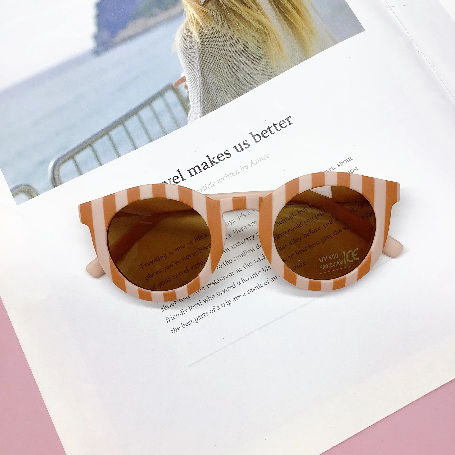 Individualized children's sunglasses fashion boys and girls checkerboard sunglasses baby anti-UV glasses tide image 4