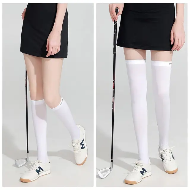 Ice Silk Sunscreen High Socks Black White Tennis Golf Sports Pressure Socks Elastyczne, oddychające, odporne na słońce skarpetki chroniące nogi