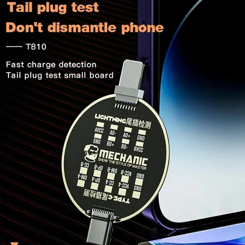 Mecânico t810 detector de placa de teste de plugue traseiro de telefone móvel para iphone TYPE-C ferramenta de reparo de detecção de falhas sem carregamento