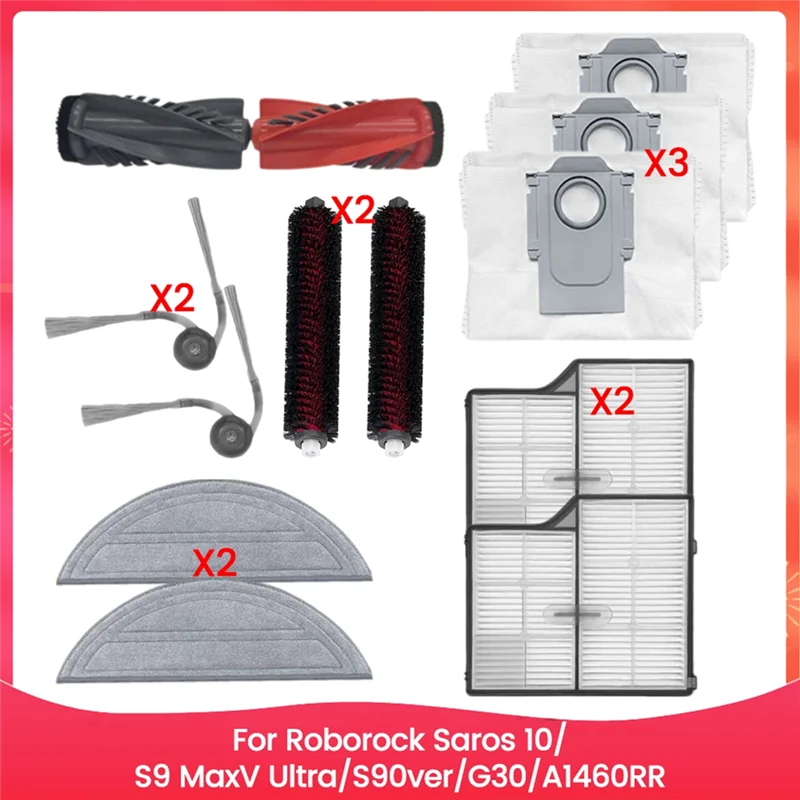 Keol-para roborock saros 10/s9 maxv ultra/s90ver/g30/a1460rr aspirador de pó parte rolo principal escova lateral filtro hepa pano mop