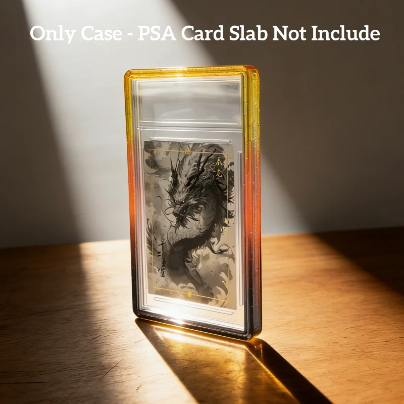 Glitter TPU Slab Bumper Beschermhoesje met Transparante Achterkant voor PSA 35PT Gegradeerde Trading Card