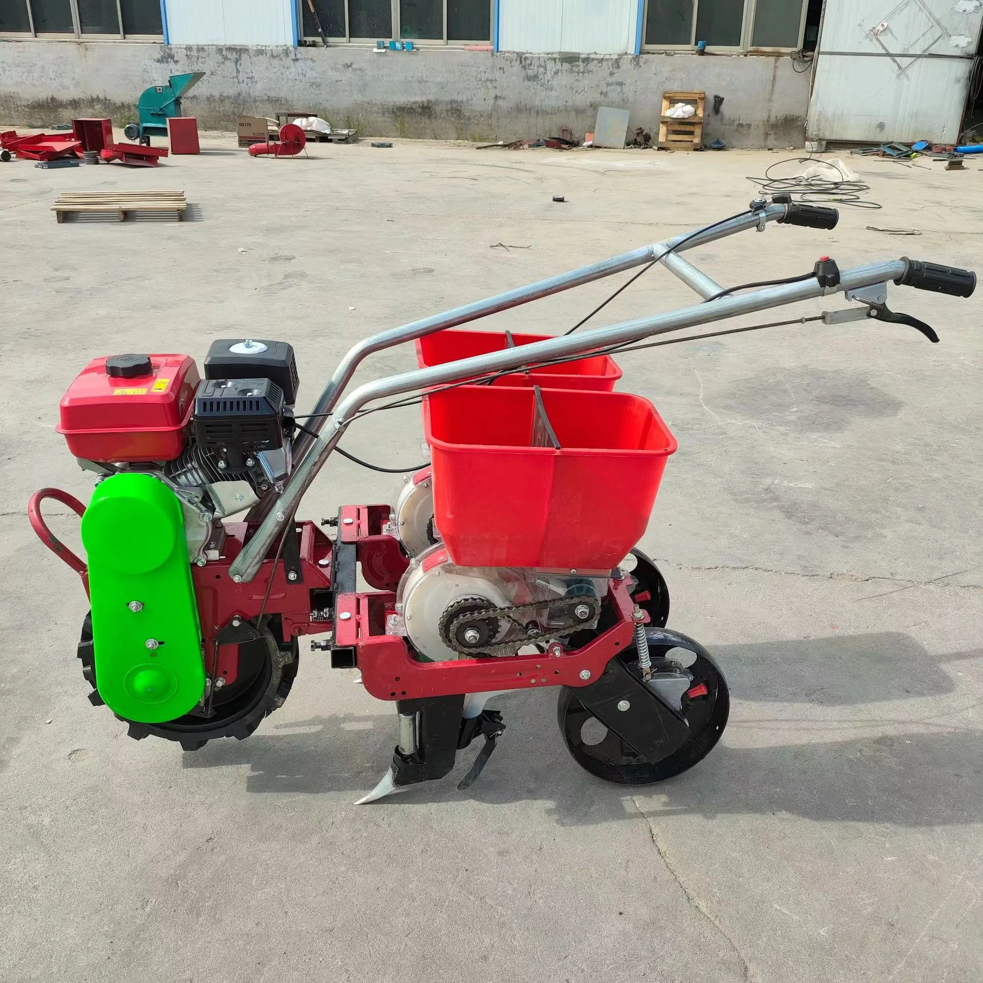 Hot Selling corn Seed Sowing Machine Hand Pushed peanut Seed planting Fertilize machine  with 7.5hp gasoline engine