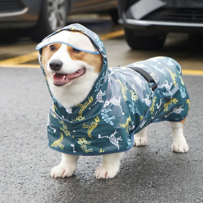 

It Corgi Belly Contracting Raincoat Medium-Sized Dog Rainy Day Pet Clothes Waterproof