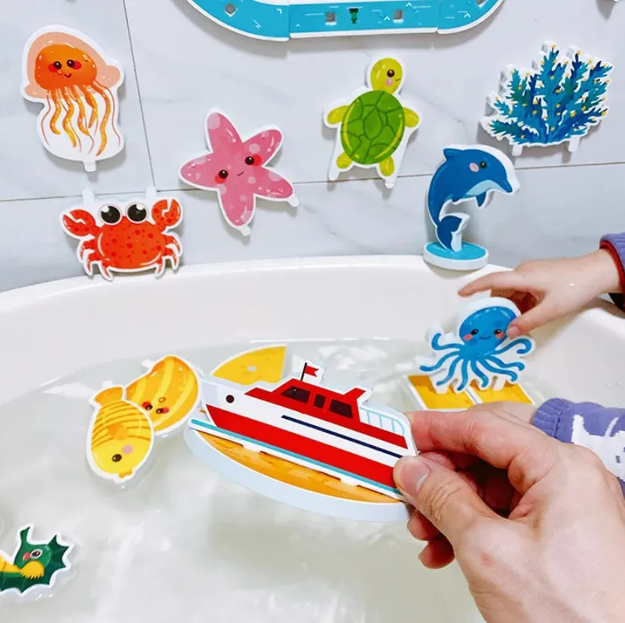 Baby Bath Toys for Kids Soft EVA Paste Animal Bath Bathroom Toy Cognitive Floating Water Bathtub Toys for Children 2 to 4 Years