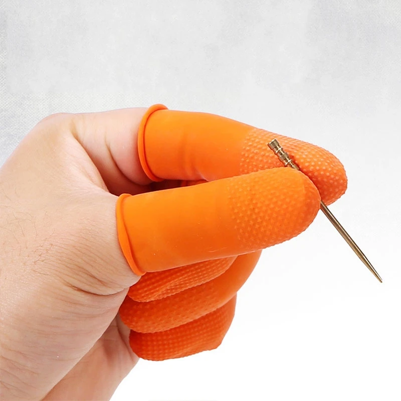 1000Pcs Finger Cots Orange Natural Rubber Latex Non-slip Finger Cover Fingertip Protector Industry Gloves Nail Art Tool