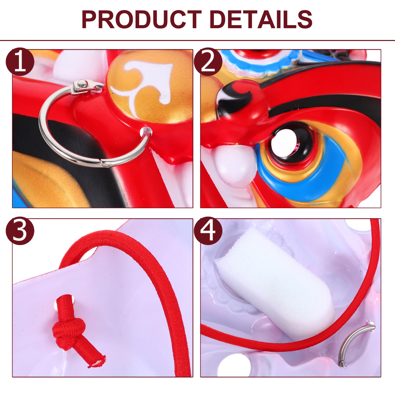 

Full Faced Lion Mask Realistic Plastic Cosplay Masks For Man Children Red Color Stage Performance Chinese Style Handmade Party