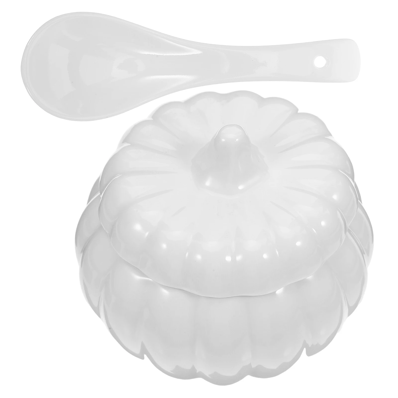 

1Set Ceramic Pumpkin Soup Bowl Steamed Can Smooth Surface Lid Porcelain Food Container Decorative Kitchenware Steamed Can