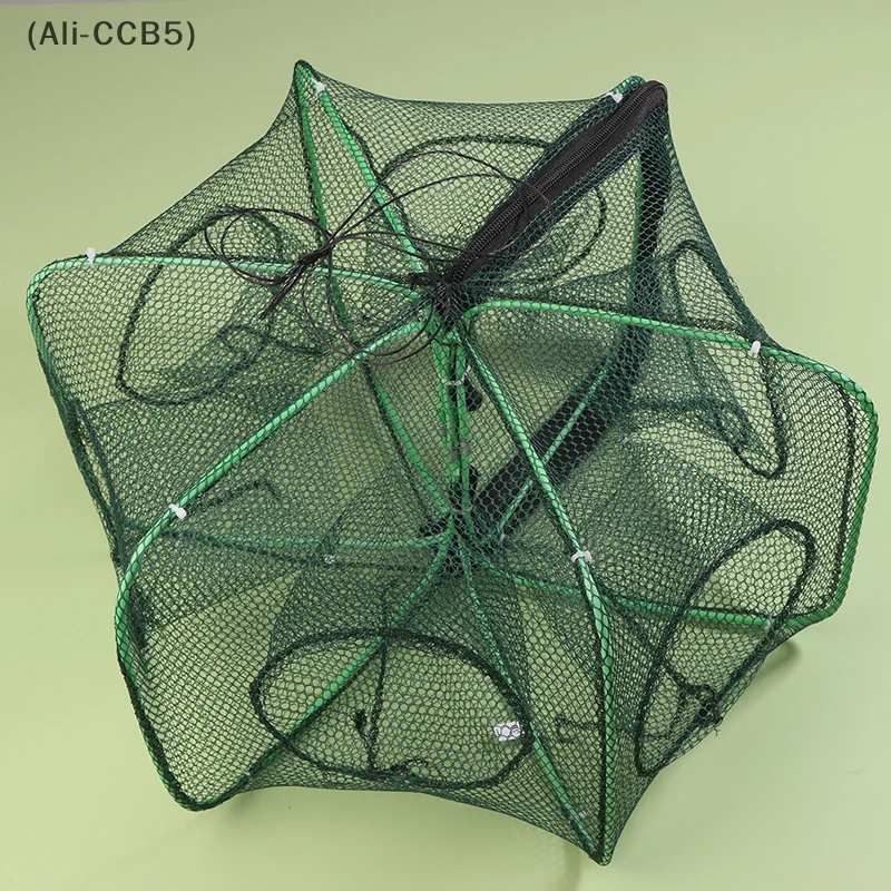 Portable Small Folding Polygonal Fishpot Shrimp Trap 6-Hole Cast Nets Crayfish Shrimp Catcher Cage Fishing Nets