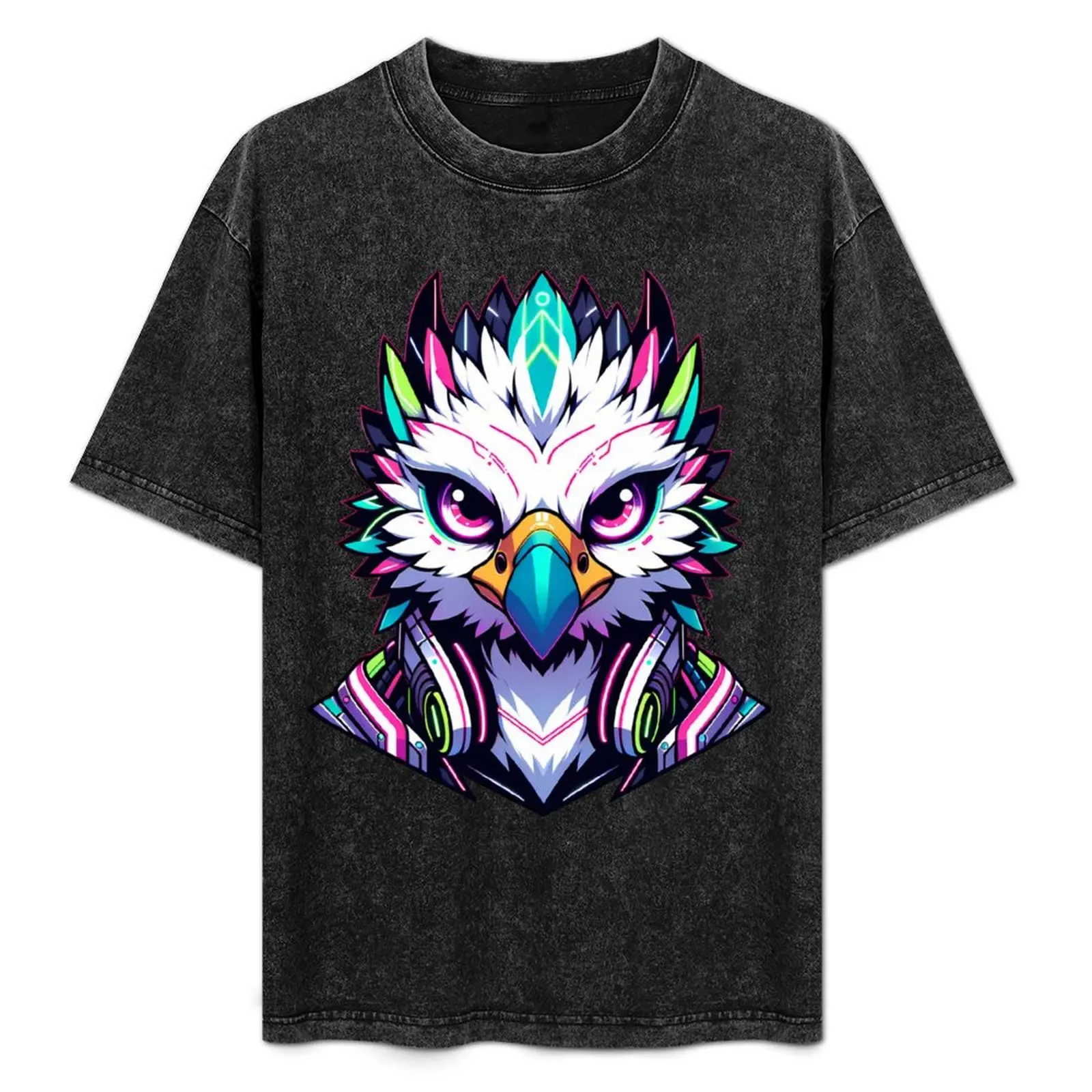 

Cyberpunk Neon Avian Anthro Griffin T-Shirt Gym Exercise Short Sleeve T-Shirt