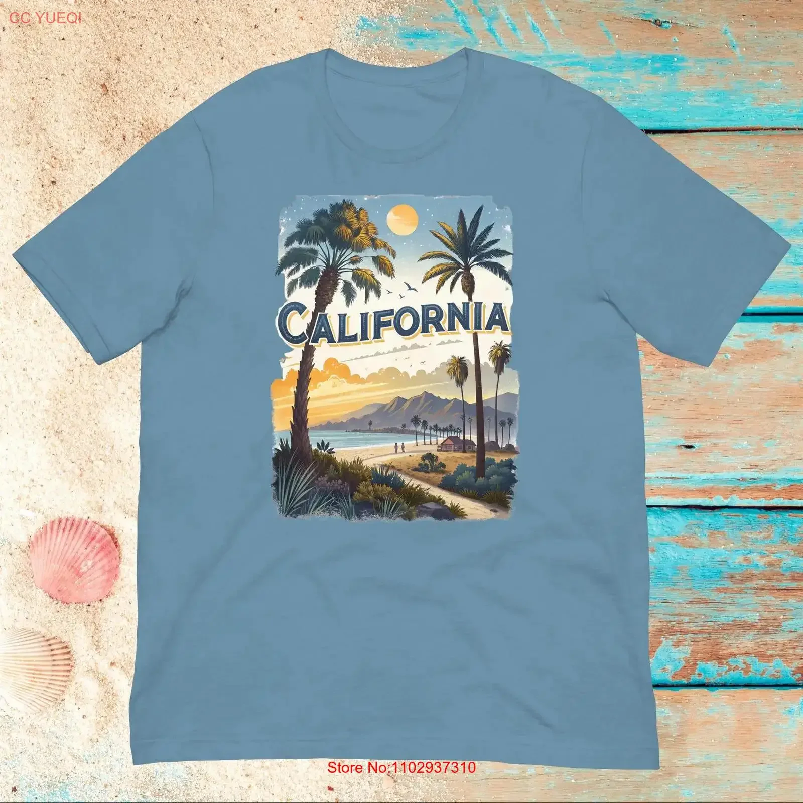 Camiseta de California con Palmera, Camisetas para Viajes a California, Ideas para Despedidas de Soltera, Vacaciones, Estilo Vintage, Transpirable, Elegante y Cómoda