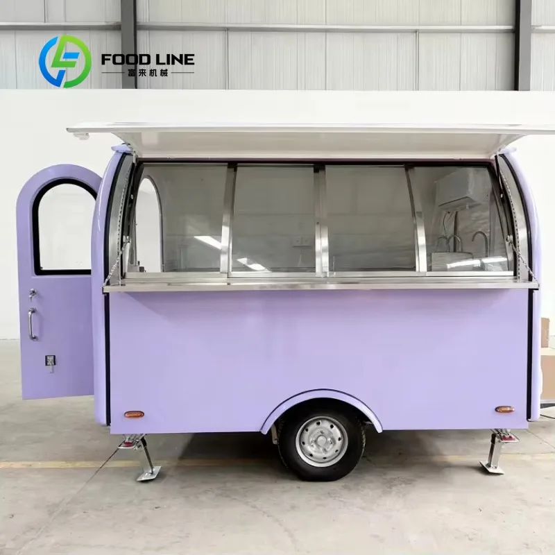 

Customized Small Round Mini Mobile Food Trailer - Outdoor Stainless Steel Food Cart for Street Vending