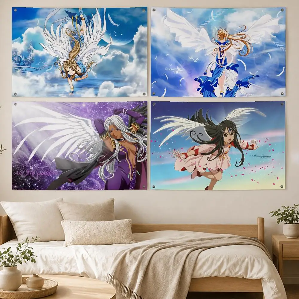 Pop Anime Ah! My Goddess Flags Room Bedroom Home Outdoor Wall Hanging Concert Printed Background Decoration Art Banne