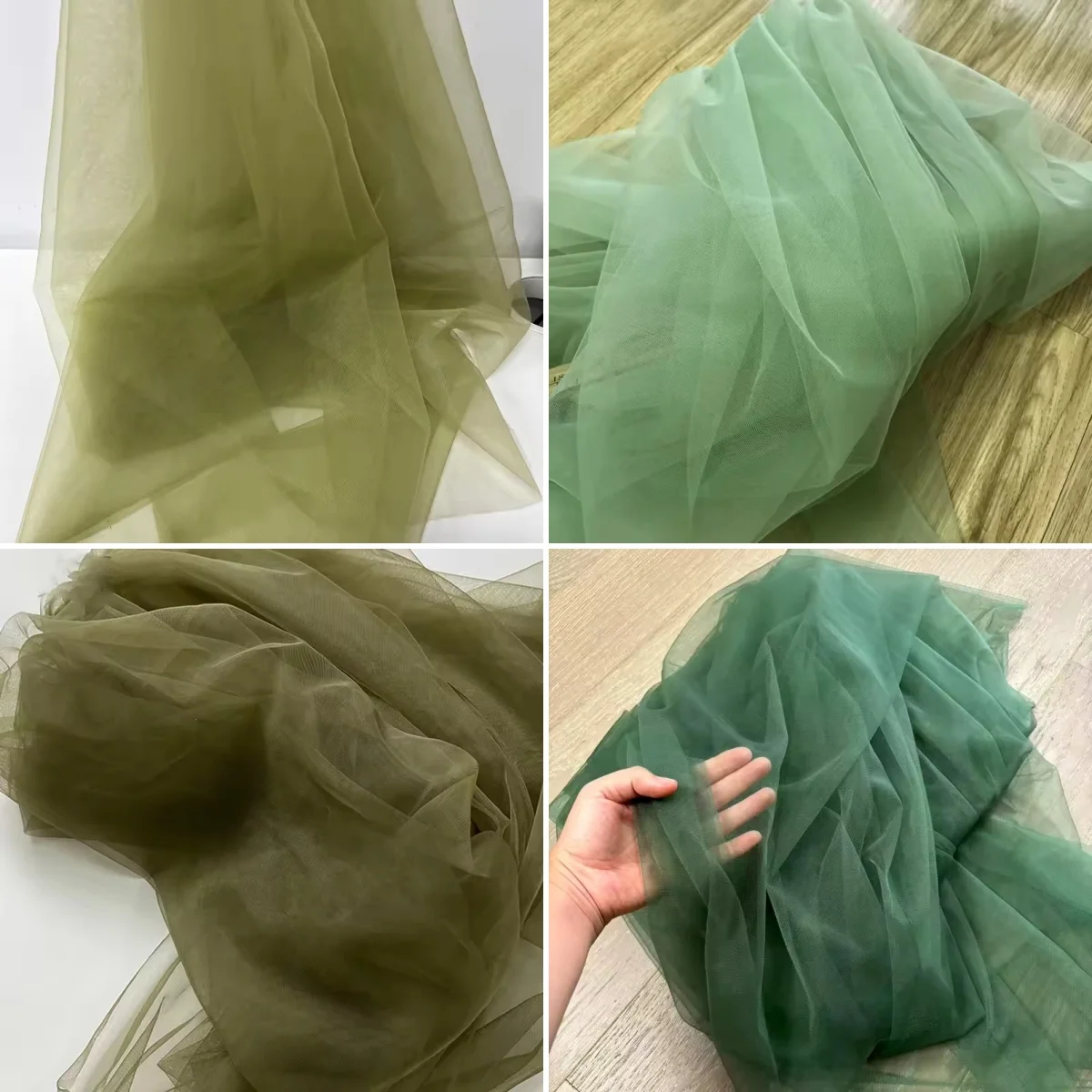 Telas de tul verde aguacate, decoración suave para vestidos de novia, cortina, ropa, diseño de malla de oliva, Material de velo de red de hilo para respaldo de silla
