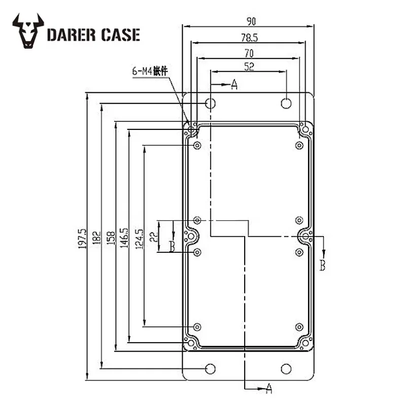 158x90x60mm Black Plastic Waterproof Electrical Box for Desktop