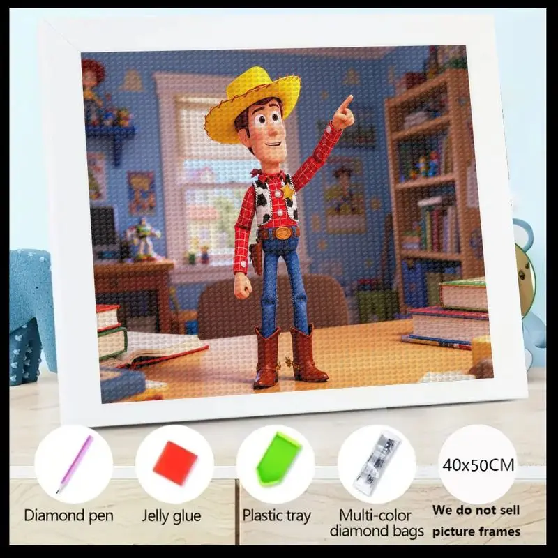 

1PC Popular Cartoon Woody 5D Diamond Painting Kit, Full Drill Toy Story Character Crystal Diamond Art for Kids & Adults, DIY Rhi
