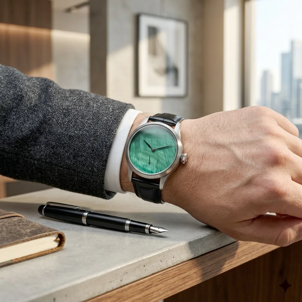 CORGEUT 42mm Herrenuhr mit individuellem Logo, ST3621 Handaufzug, mechanisches Uhrwerk, grünes MOP-Zifferblatt, Saphirglas, luxuriöse personalisierte Armbanduhr – Detail 5
