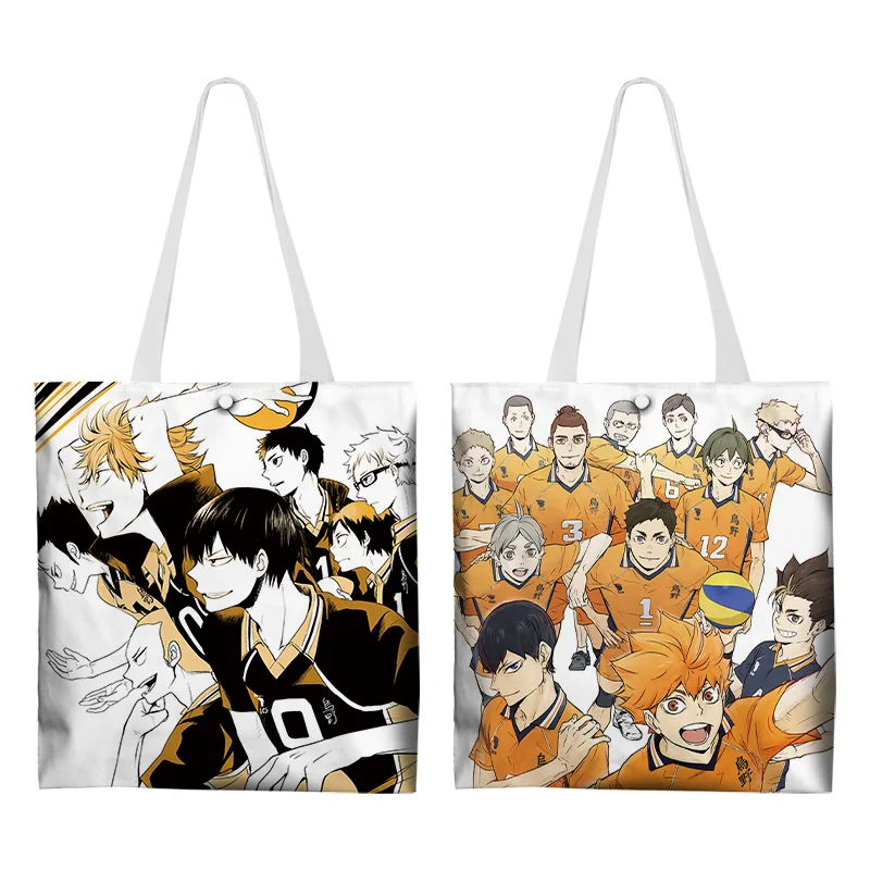 Haikyu!! Hinata Shoyo Double-Shoulder Bag Canvas Colorful 2-side Cartoon Printings Girls Boys Shopping Tote Bag