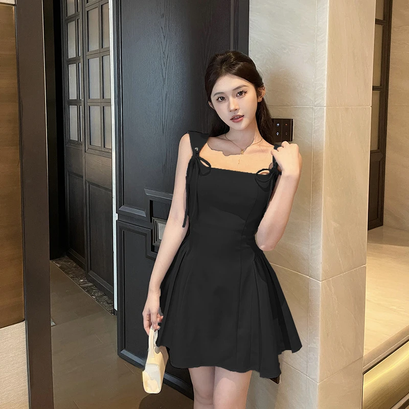 OCEANLOVE A-line Pricess Mini Dresses Birthday Party Sweet Solid Spring Summer Vestidos Korean Fashion Lace Up Women Dress