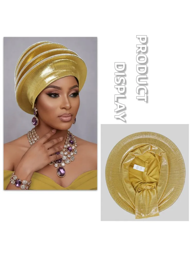 Ready African Auto Gele Headtie Women's Turban Cap Nigeria Wedding Geles Muslim Head Wraps Bonnet Turbante Mujer 2026 New