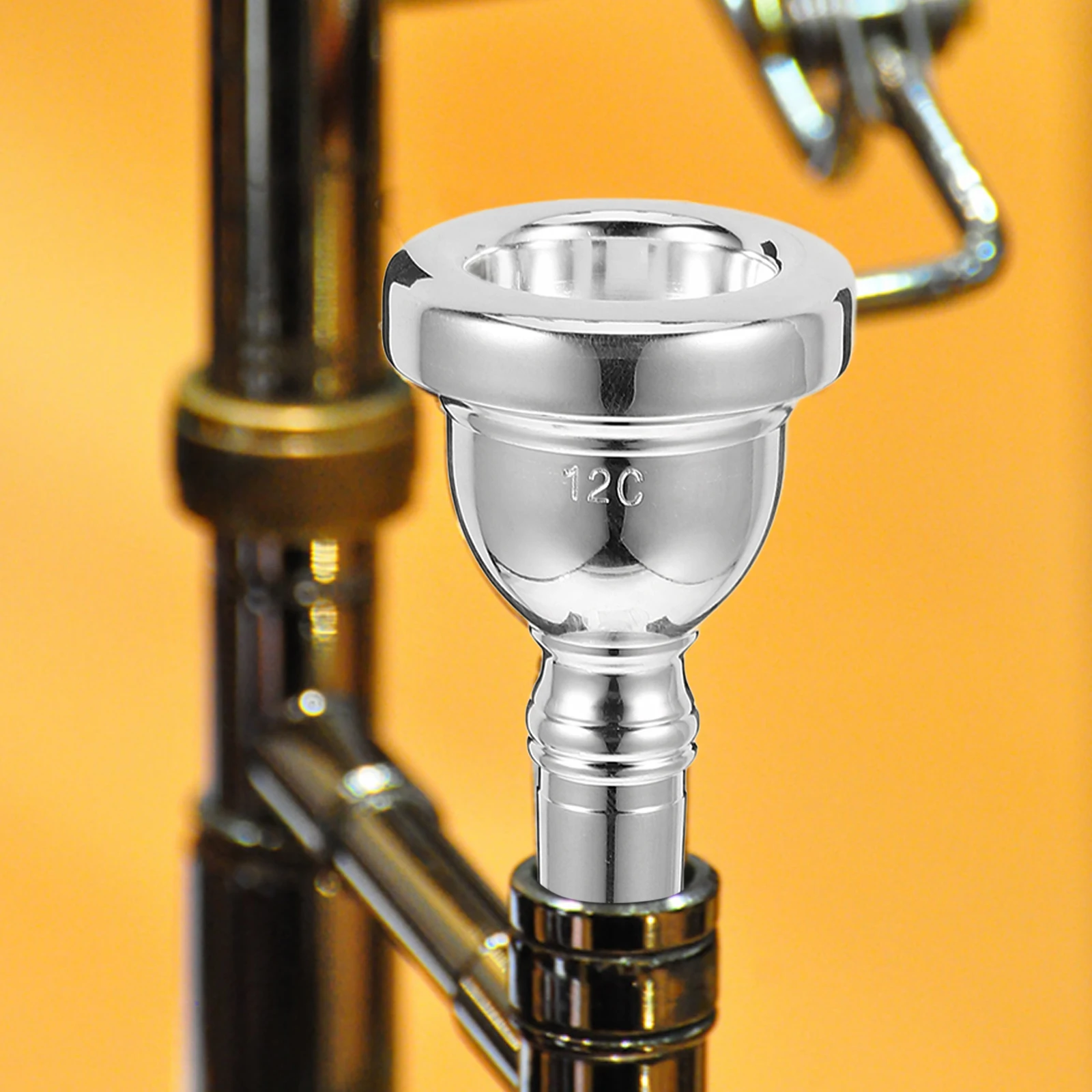 

Alto Trombone Mouthpiece 12C Silver Plated Pull Tube Musical Instrument Parts Accessories Metal Long Tube Beginner Student