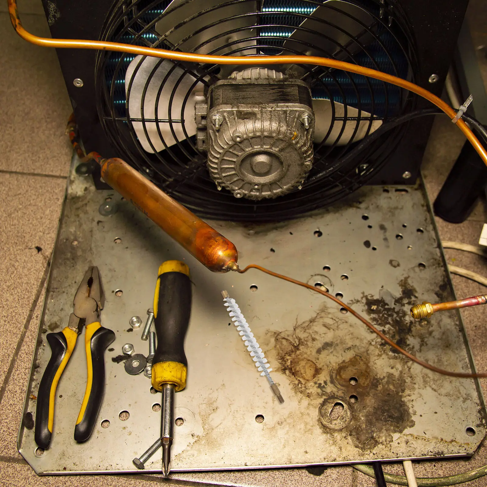 Copper Pipe Cleaners Pack Stainless Steel Bristles for Removing Debris Rust in Water Pipes Air Conditioning Units