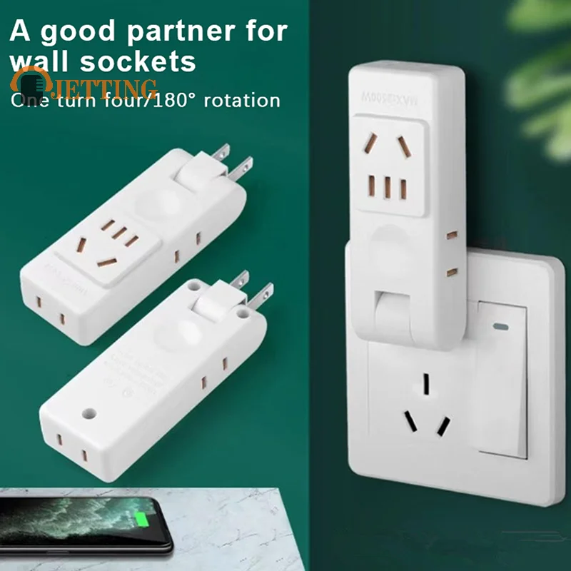 4 In 1 US Electrical Socket Rotation Plug Adapter Wall Outlet Extension Travel Aadapter Portable Power Converter