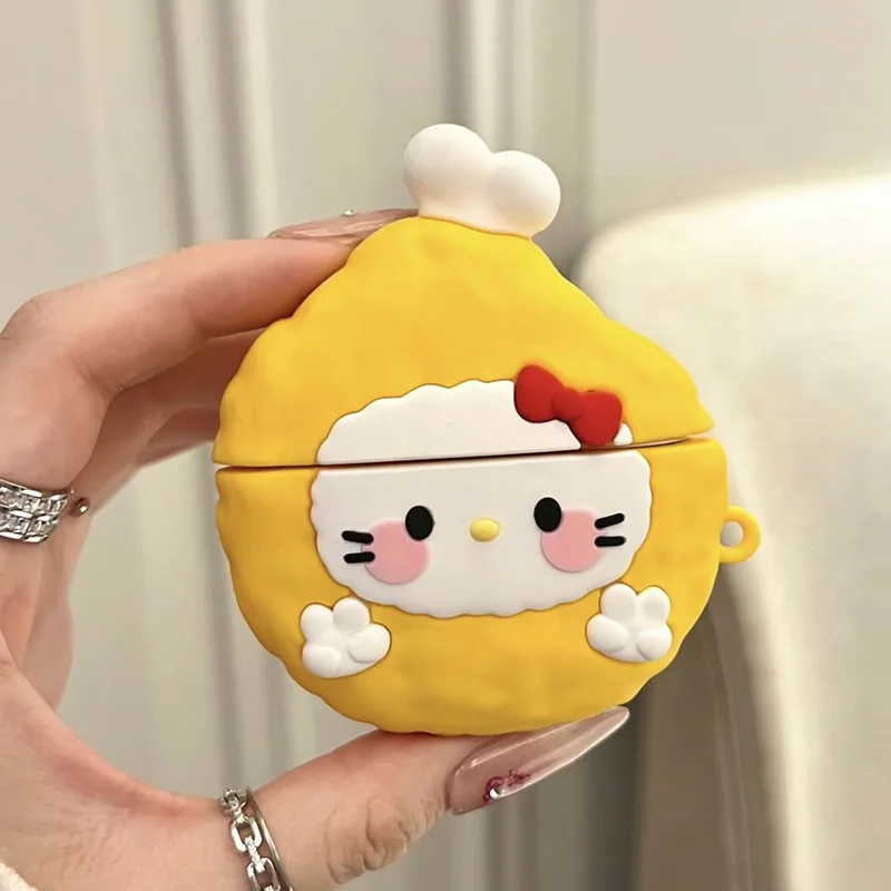 Cute Sanrio Hello Kittys Cartoon AirPods Case Kawaii Anime Cat Sweat Chicken Legs Airpods 1 2 Funny Protectuve Cases Girl Gifts