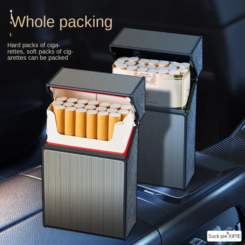 Portable Cigarette Case Metal Smoking Cigarette Box 20pcs Capacity Tobacco Holder Cigarettes Pack Cover Storage Box Men's Gadget