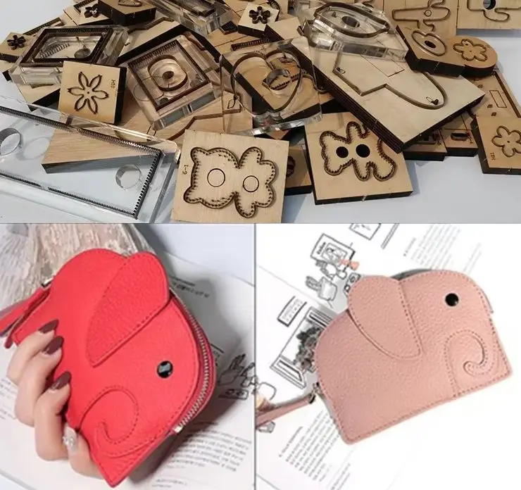 Steel Blade Wooden Cutting Die Small Elephant Card Holder Wallet Mold DIY Leather Craft Cutting Punch Tool
