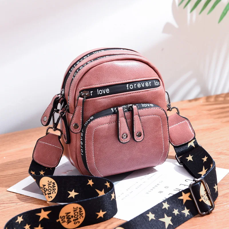 Youth Style Wide Shouder Strap Bags Girl's Crossbody Shoulder Bags Large Capacity Three Layer Pocket Small Bag for Women