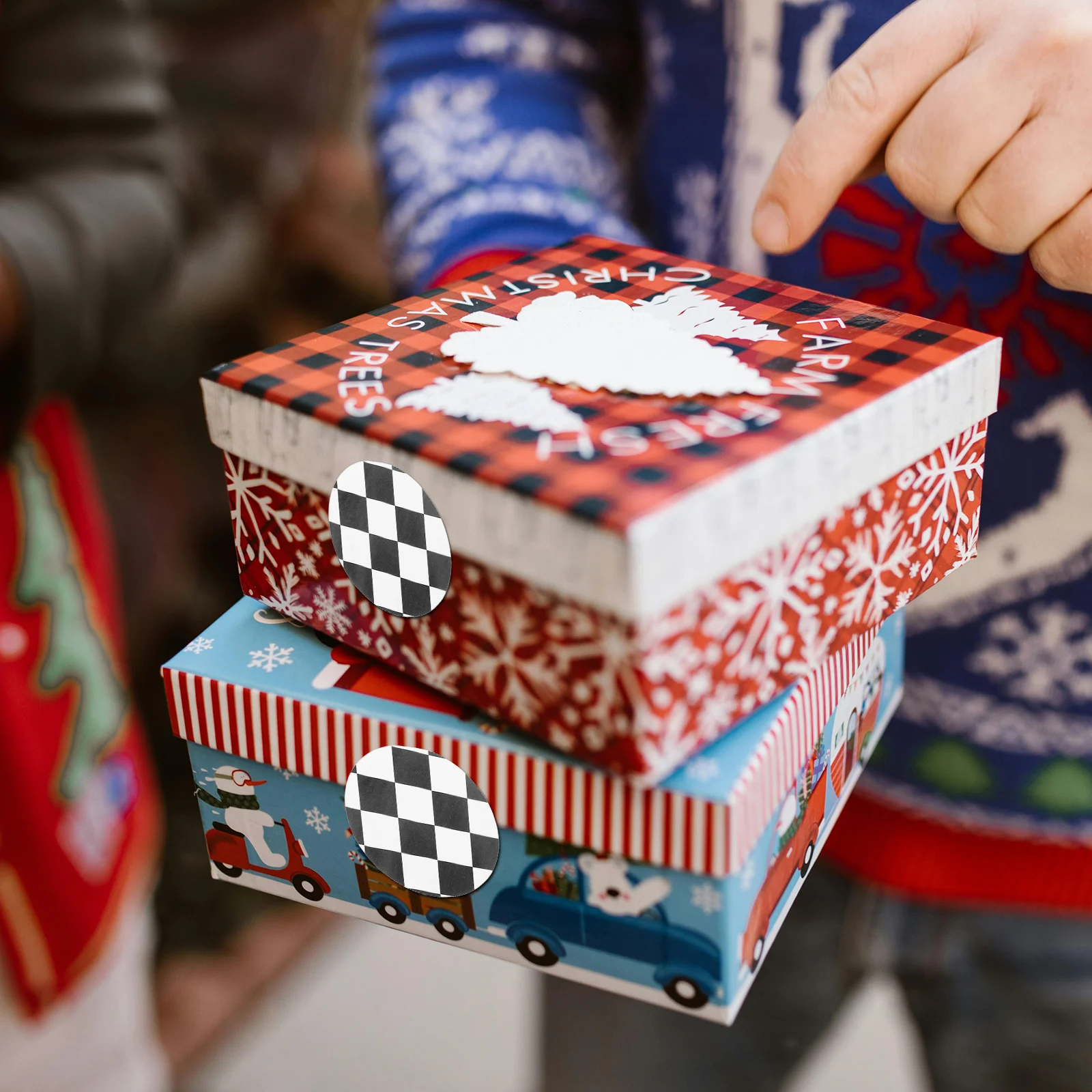 

20pcs Candy Bag Sticker Decorations Black White Checkered For Party Favors Packaging Labels Envelope Seals