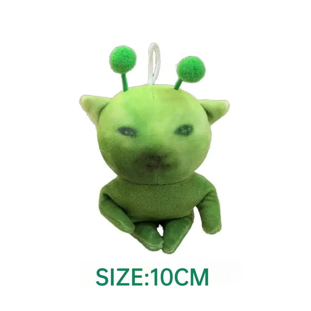 緑色のエイリアン猫のぬいぐるみ、ポーズを変えることができ、変形するぬいぐるみ、面白くてクリエイティブで醜くて可愛いぬいぐるみキーホルダー、ギフトに最適