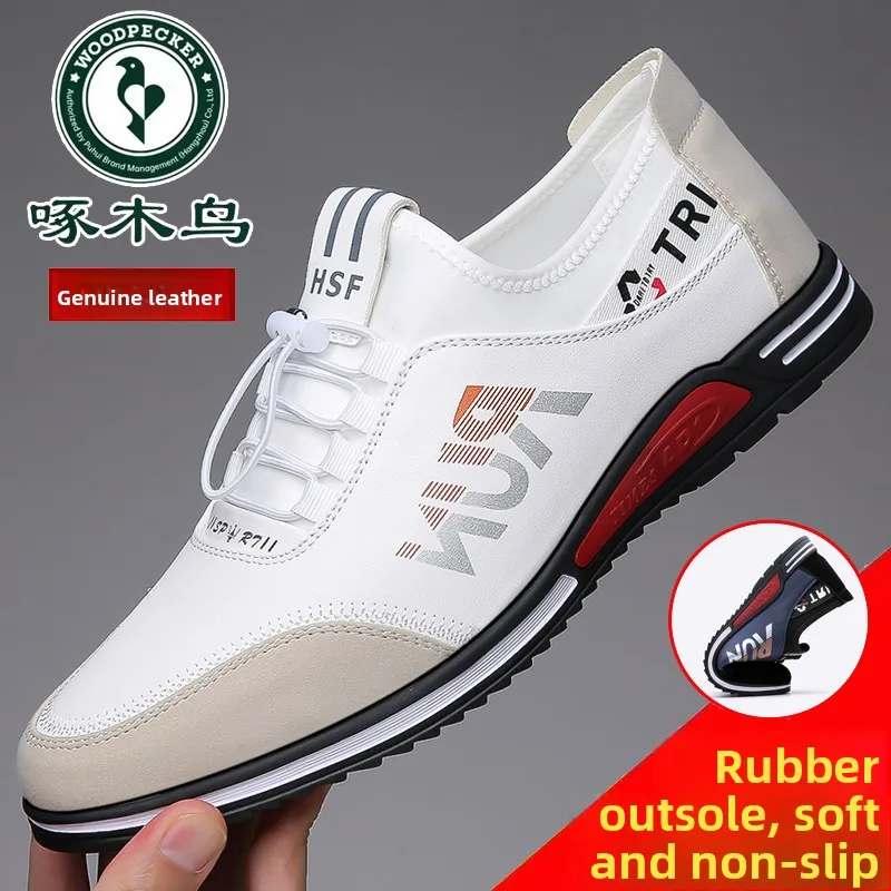 

Мужские повседневные кожаные туфли Woodpeer, противоскользящие, мягкие, спортивные, дышащие, универсальные, модные.