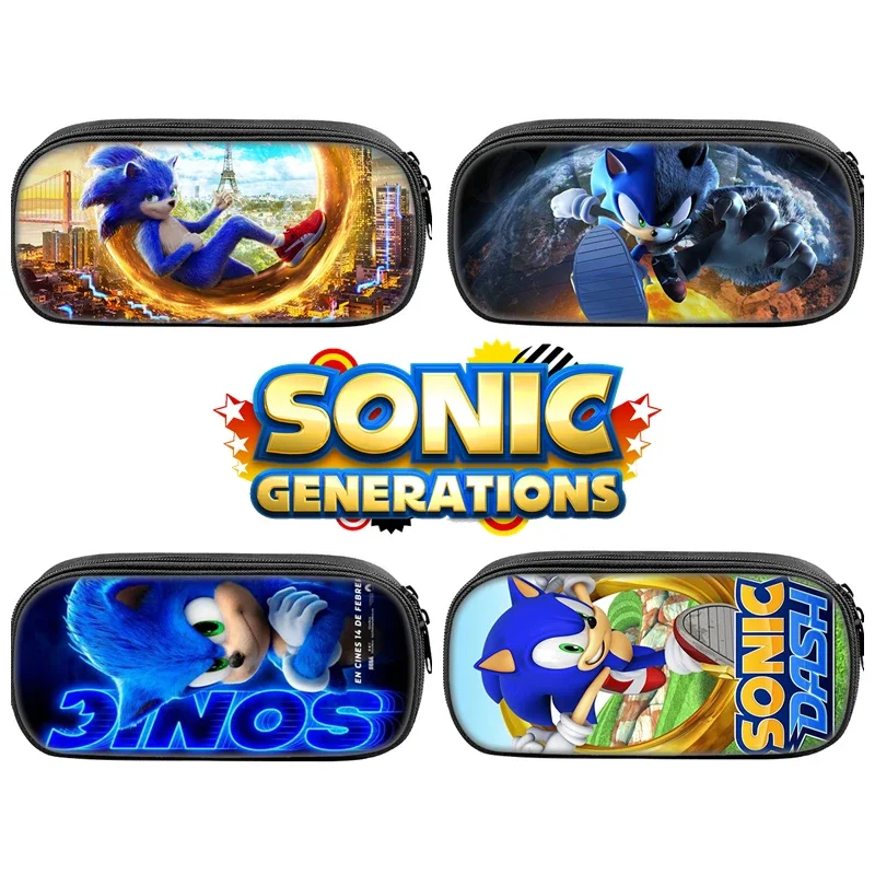 سونيك سلسلة الكرتون لطيف طالب القرطاسية مقلمة أنيمي القنفذ عمل الشكل صندوق تخزين صبي وفتاة الهدايا المدرسية