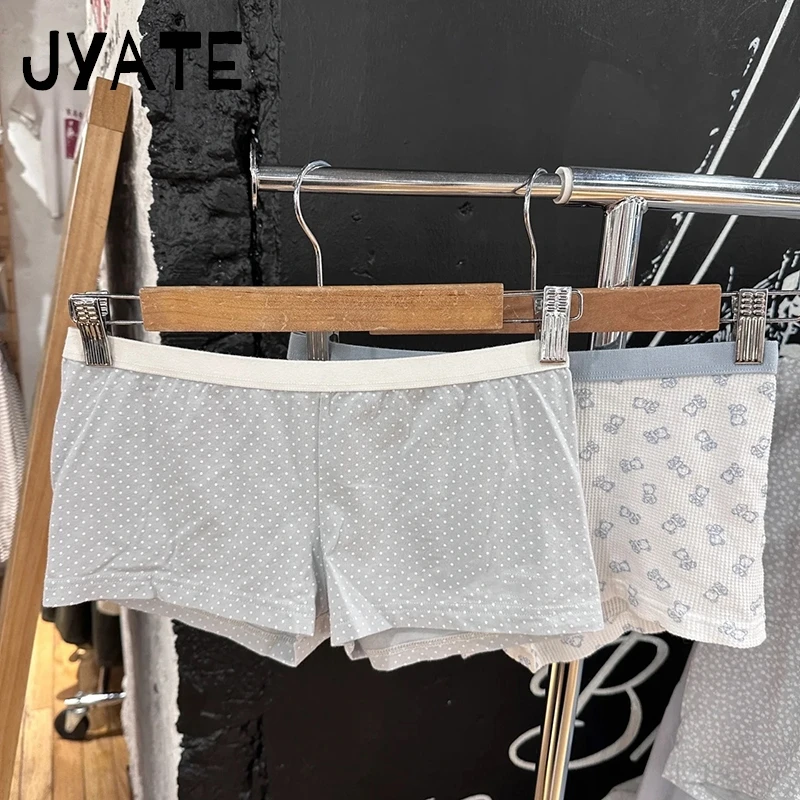 Sweet Dot Blue Boxer Pajama Short Pants Women New Cotton Patchwork Elastic Waist Straight Underwear Casual Cute Y2K Sweatshorts