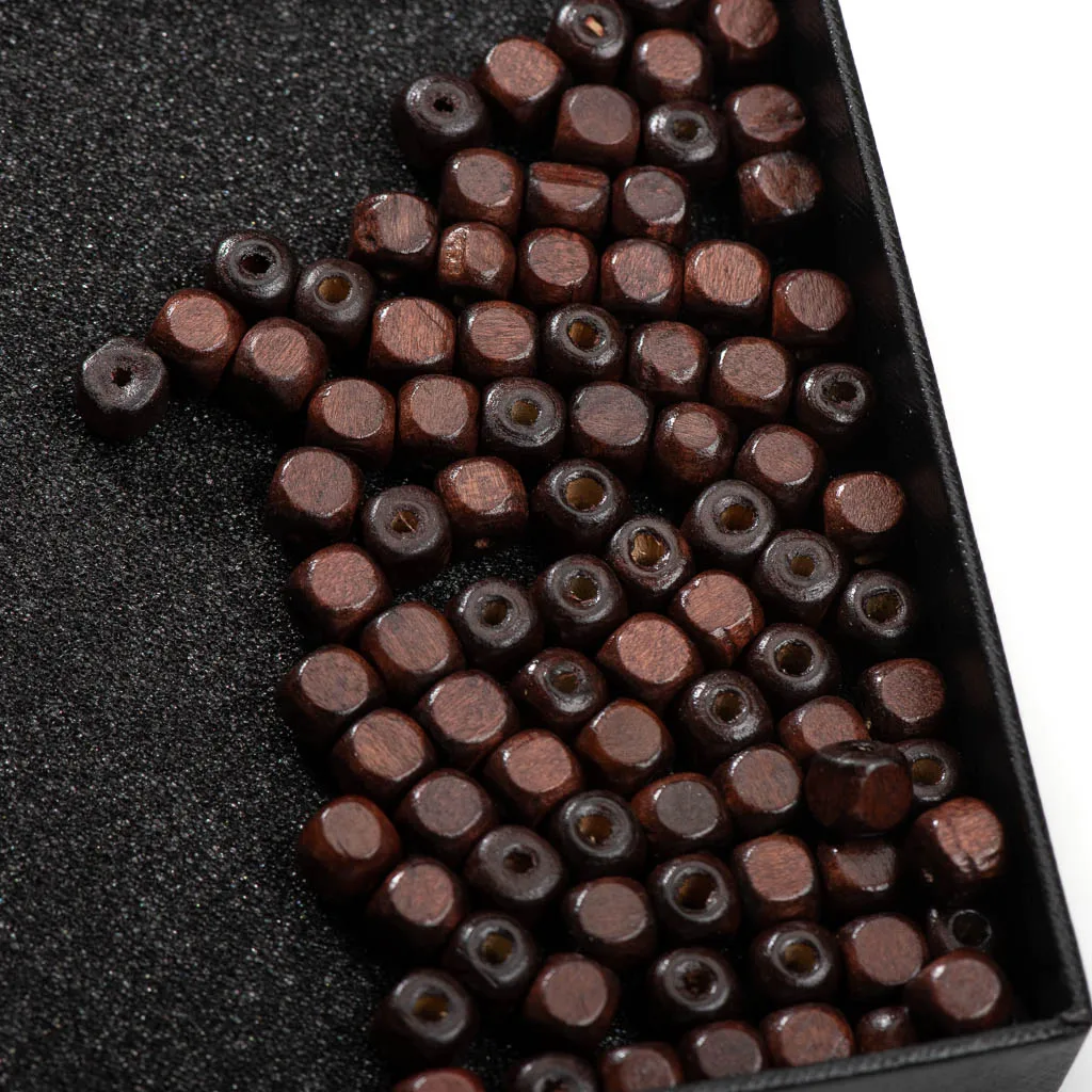 100pcs 8mm Small Square Dark Wood Beads Handmade Necklace Bracelet DIY Material Z806