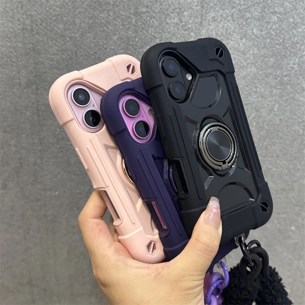 For iPhone 16 Pro Max Case Black Dual Finger Ring Thick Airbag Shockproof Compatible with iPhone 15 14 13 12 11 view 5