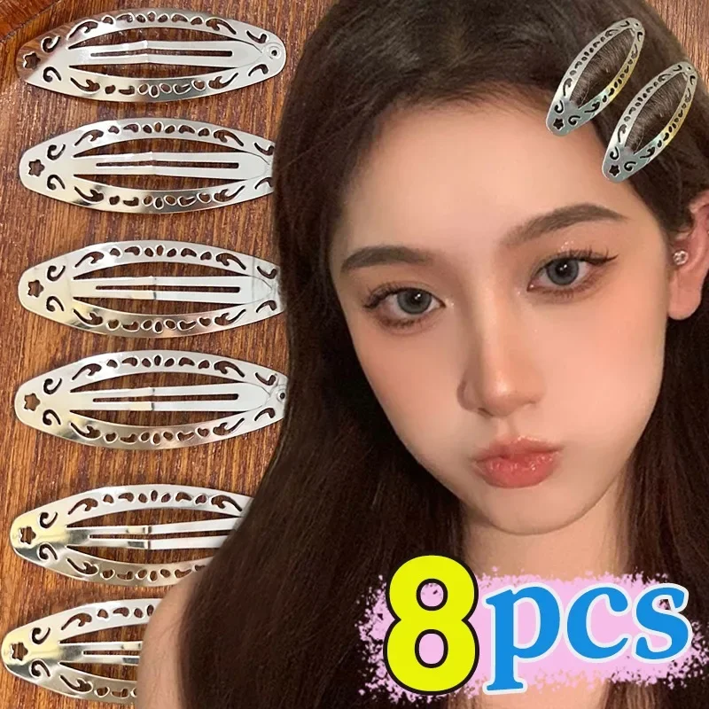 ผู้หญิงเงินรูปไข่คลิปผม Y2K สาวเกาหลี Vintage รูปแบบ Hairpins เงินสี Elegant แฟชั่น Hairpins ทุกวันอุปกรณ์เสริมผม