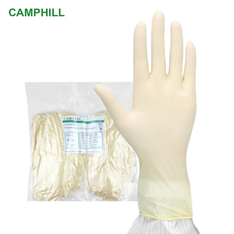 Wholesale 9-inch purification powder free smooth latex gloves biological, optical industry clean rooms disposable latex gloves