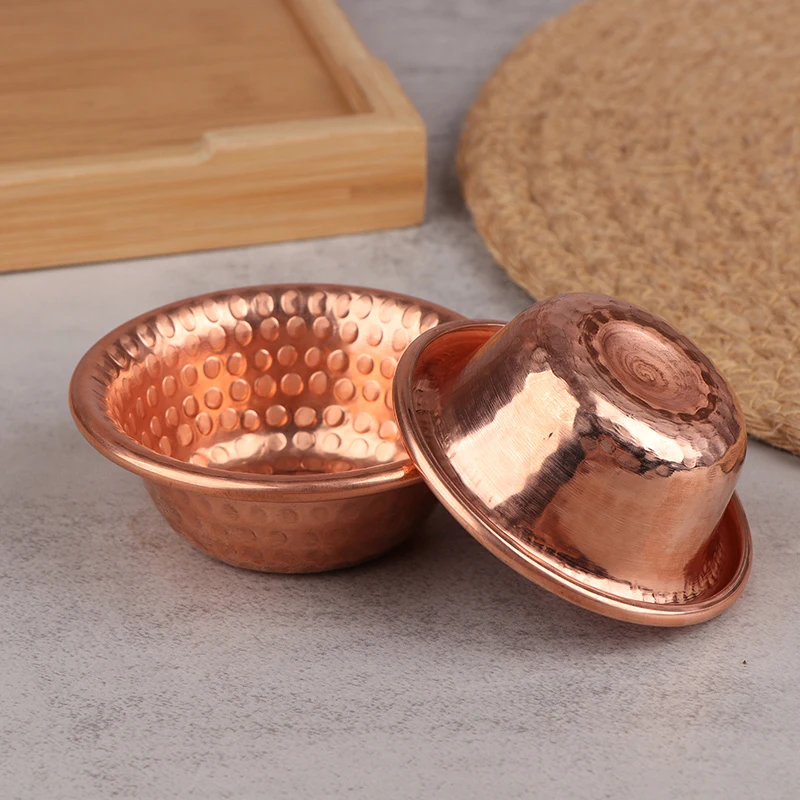 Pure Copper Nepalese Water Supply Bowl Religious Hammer Pattern Holy Water Bowl for Temple Prayers Decor