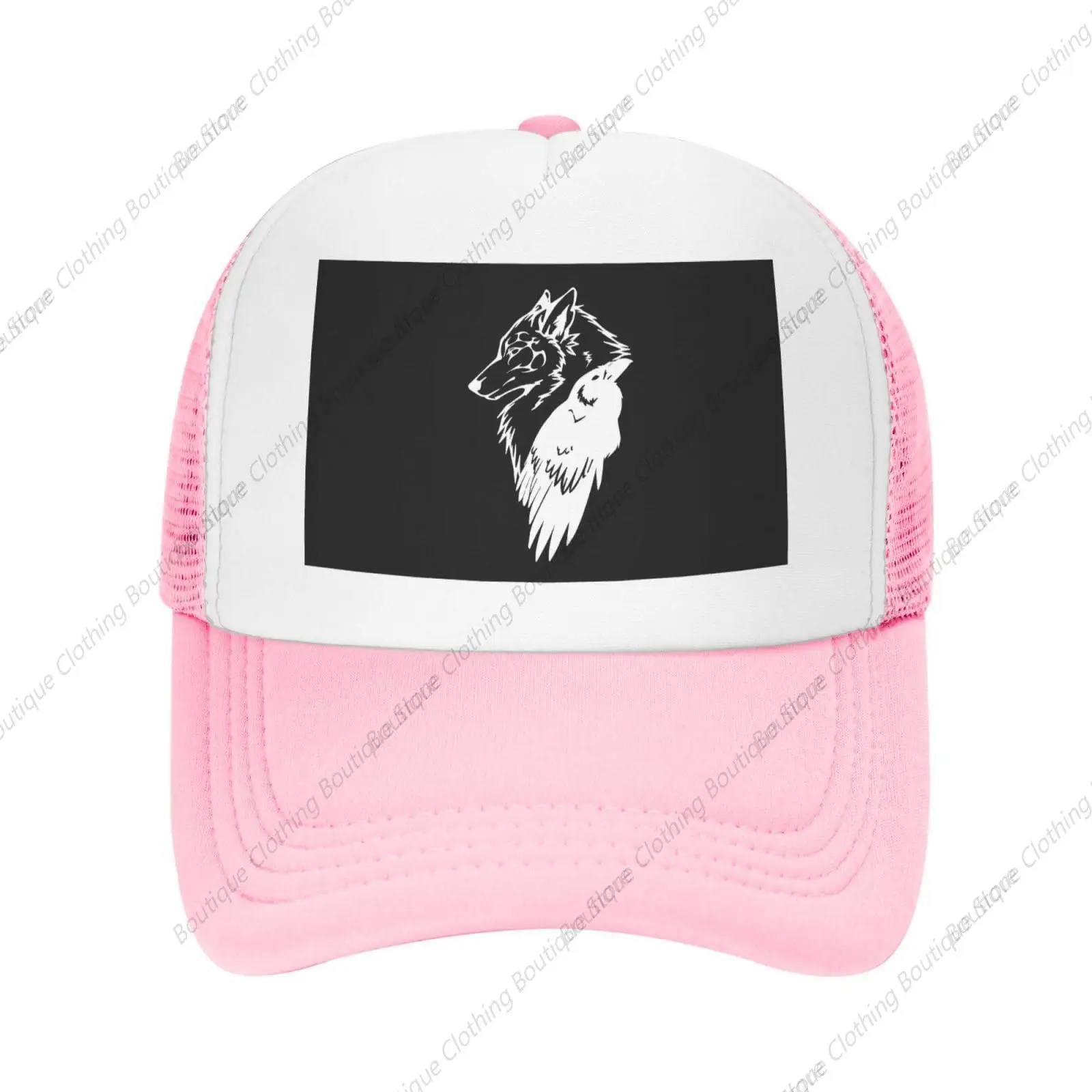 Odin Wikinger Norse Wolf Trucker Hut-Mesh Baseball Snapback Cap für Männer oder Frauen im Freien rosa