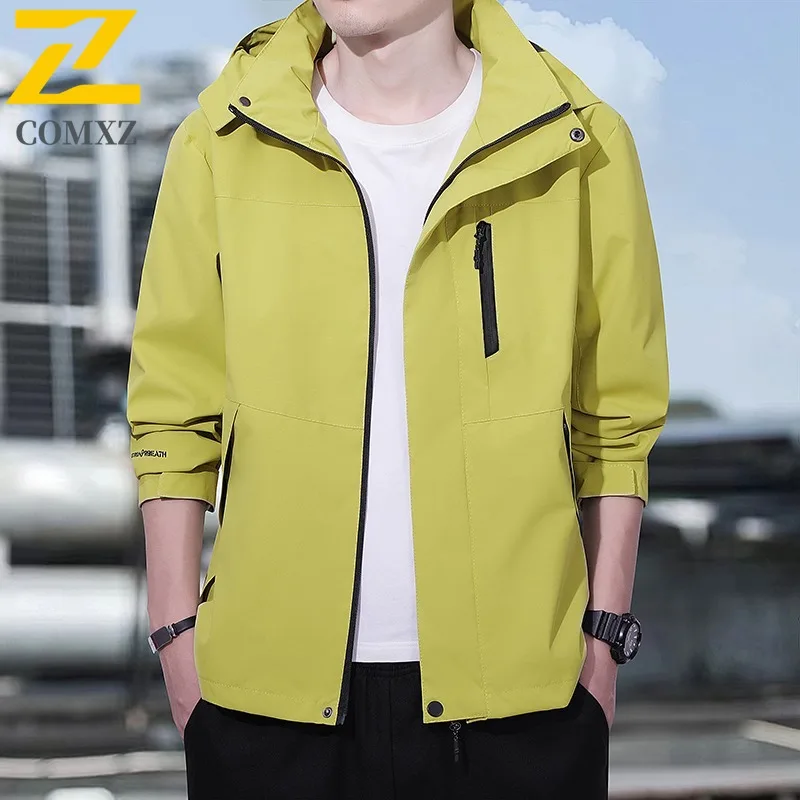 

COMXZ Мужская куртка премиум-класса для работы на открытом воздухе, ветрозащитное мотоциклетное пальто, деловая повседневная легкая уютная осенняя новая ветровка