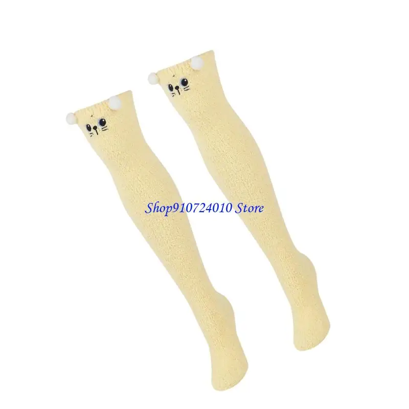

77HD Soft Coral Fleece Thermal Socks For Women Pregnancy Comfort Winter Home Warm Knee High Socks Breathable Stocking