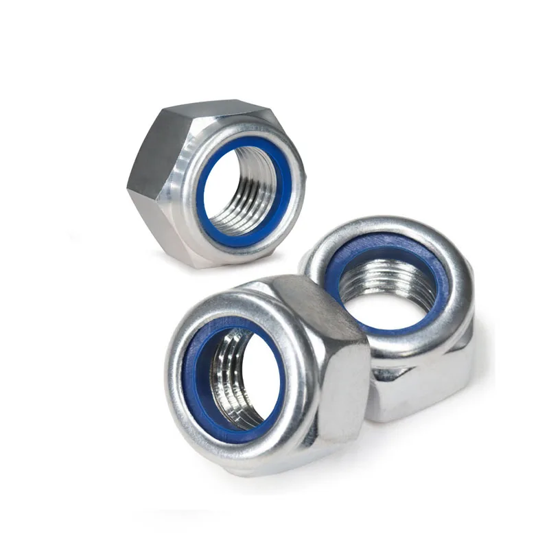 304 Stainless Steel Left-Hand Thread /Counter Thread Nylon Locking Anti Loosening Nut Self-Locking Anti Slip Nut M4 M5 M6 M8 M12