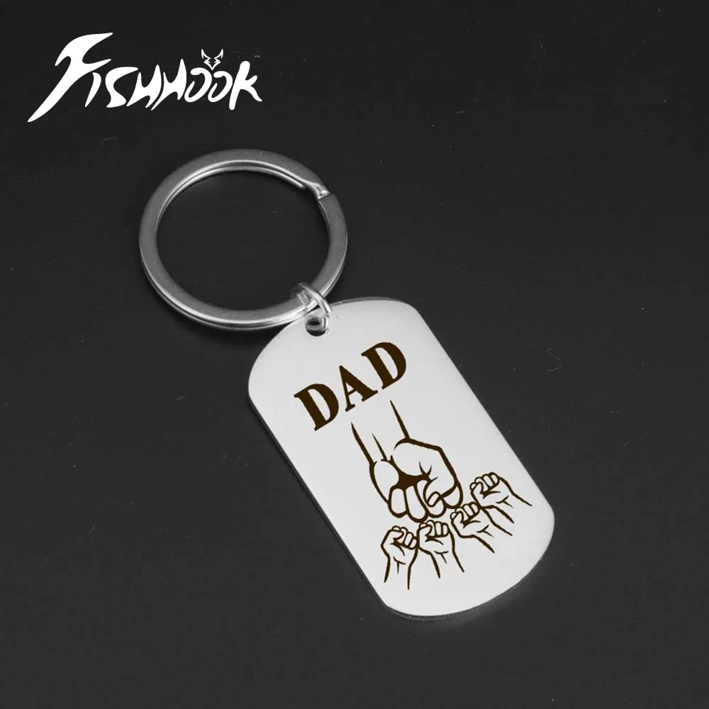 Hand Dad Father Keychain For Woman Men Mother Mom Family Kid Child Boy Baby Key Chain Ring Stainless Steel Jewelry Gift