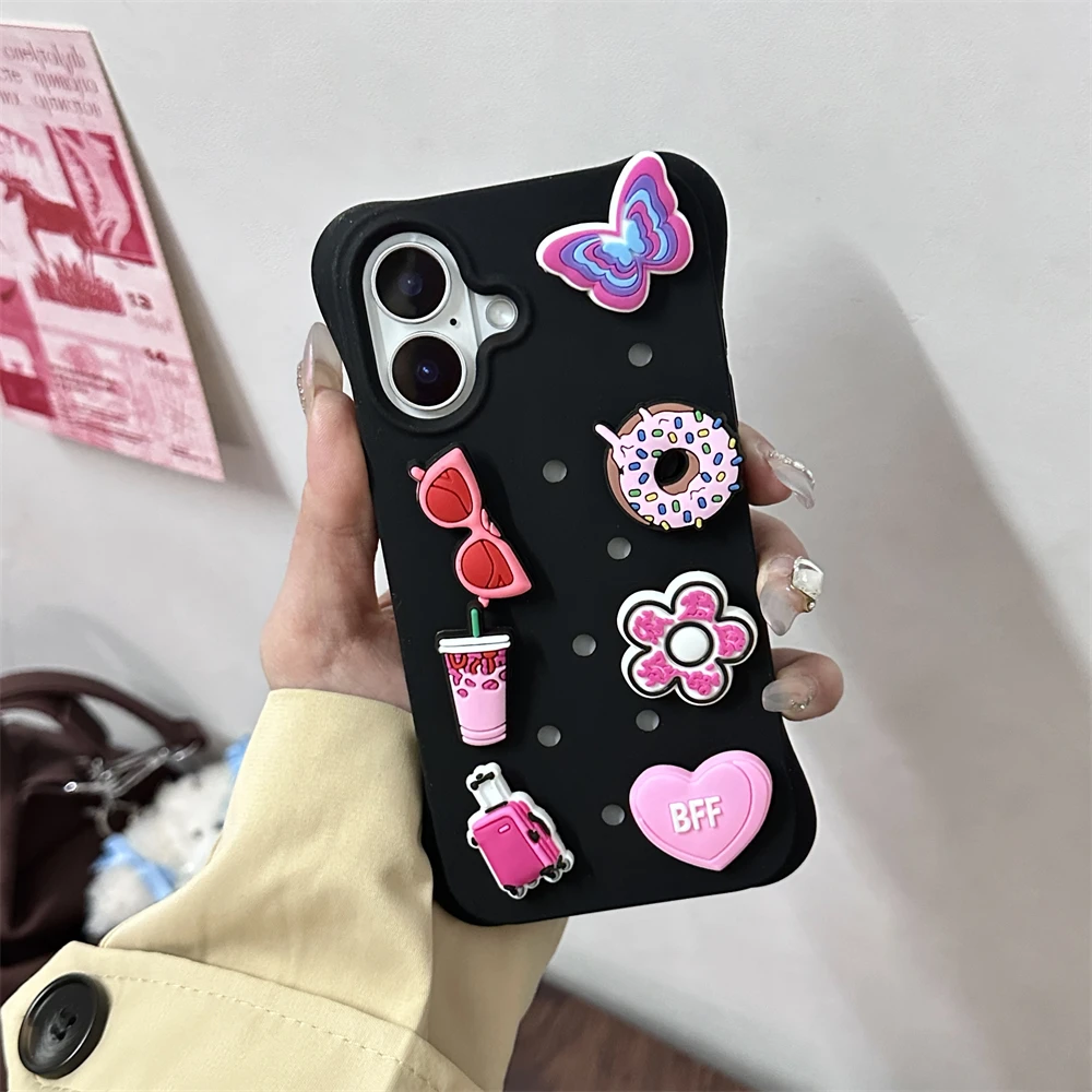 For Crocs Charms Cute DIY Holes Silicone Soft Phone Case For iPhone 15 16  Pro Max 14 12 13 Plus Cartoon Cooling Shockproof Cover - AliExpress  202192403