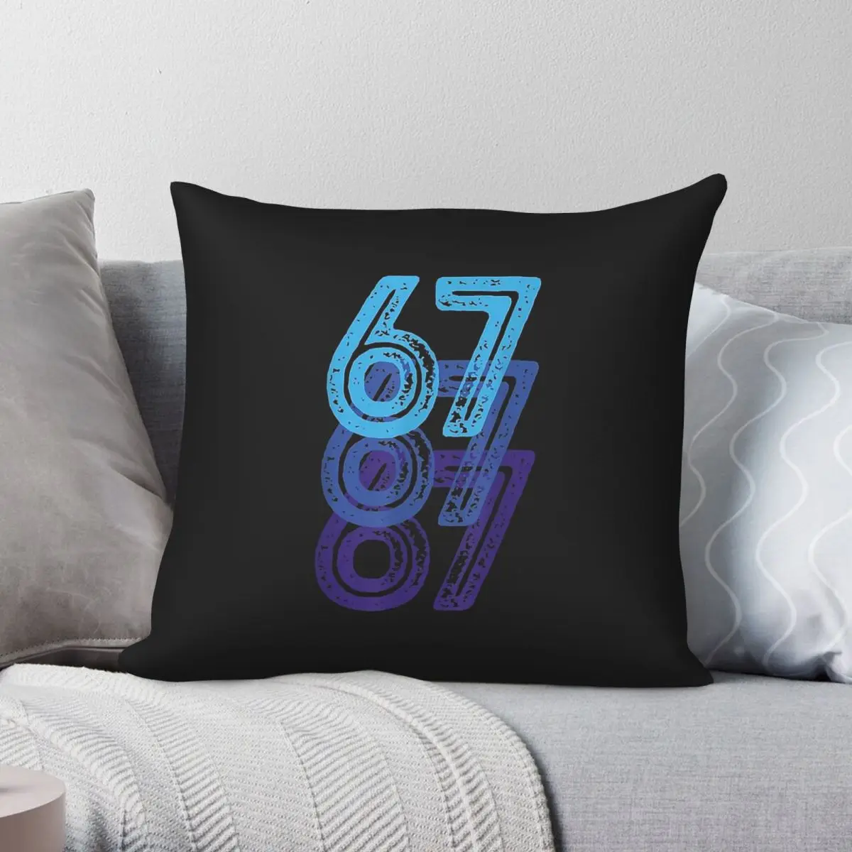 Number 67 Blue Best Classic Pillowcase Polyester Linen Velvet Printed Zip Decorative Room Cushion Cover 45x45