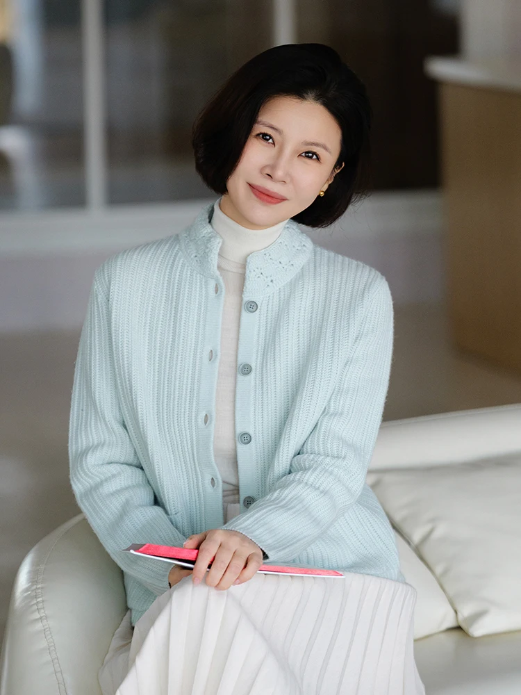 

Кардиган VESSI из кашемира и шерсти, вязаный, с вышивкой крючком, воротником-стойкой, вертикальными полосками и одной пуговицей, повседневный стиль