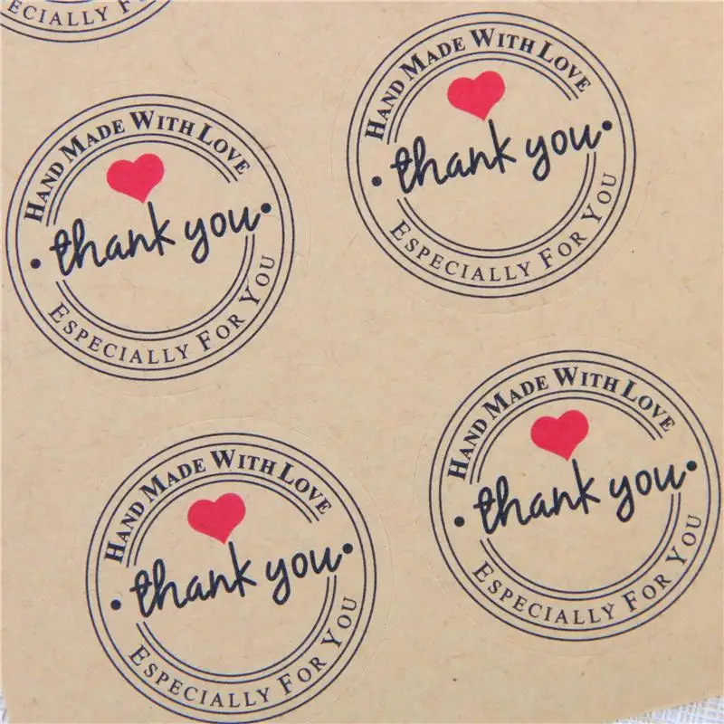 Kraft Paper Sealing Sticker Thank You Envelope Wedding Party Invitation Card Self Adhesive Sealing Sticker Decoration Label